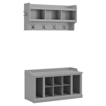 Load image into Gallery viewer, 40W Shoe Storage Bench with Shelves and Wall Mounted Coat Rack
