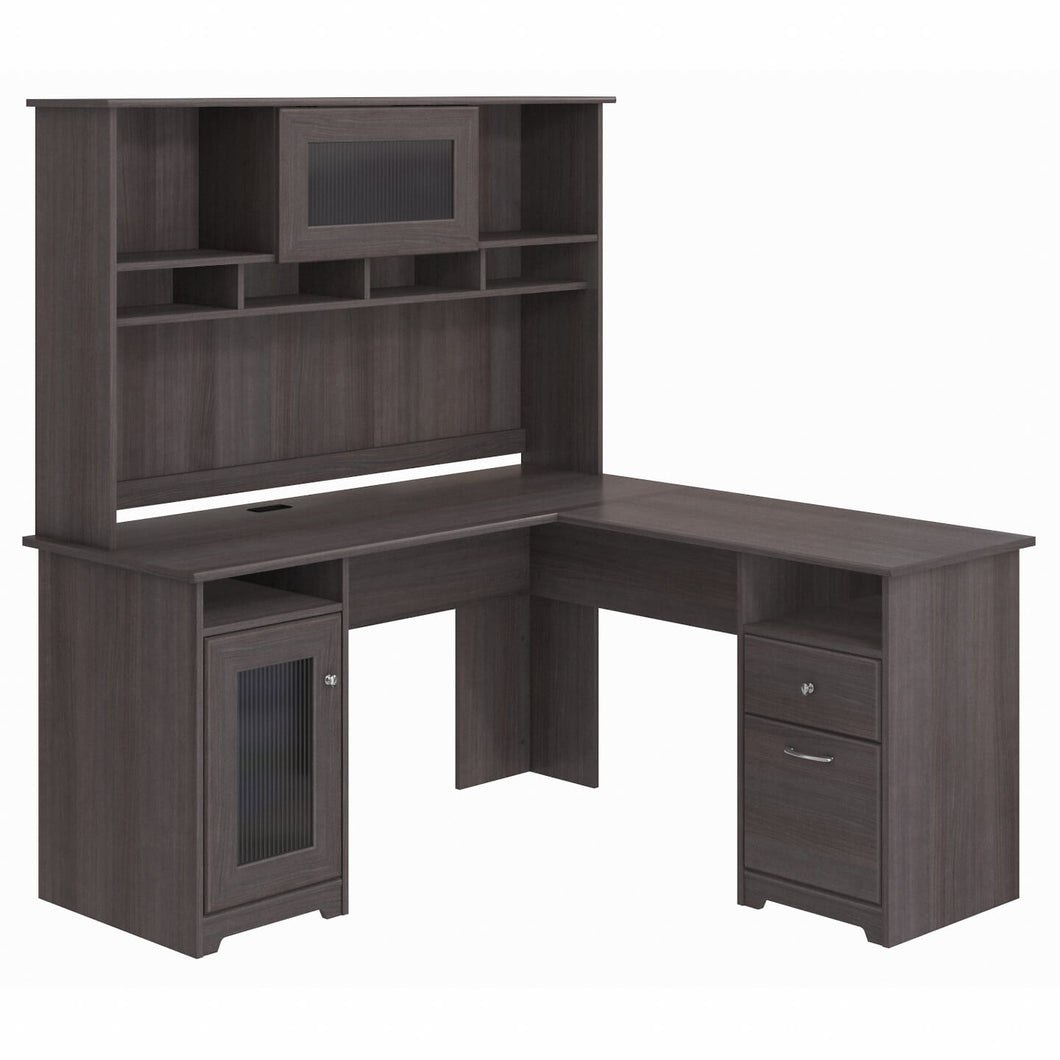60W L Shaped Computer Desk with Hutch and Storage
