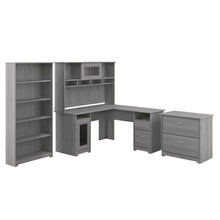 Load image into Gallery viewer, 60W L Shaped Computer Desk with Hutch, File Cabinet and Bookcase
