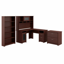 Load image into Gallery viewer, 60W L Shaped Computer Desk with Hutch, File Cabinet and Bookcase
