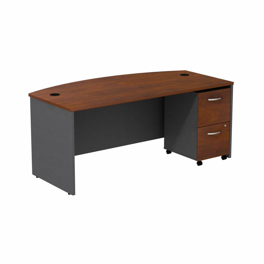 Bow Front Desk with 2 Drawer Mobile Pedestal