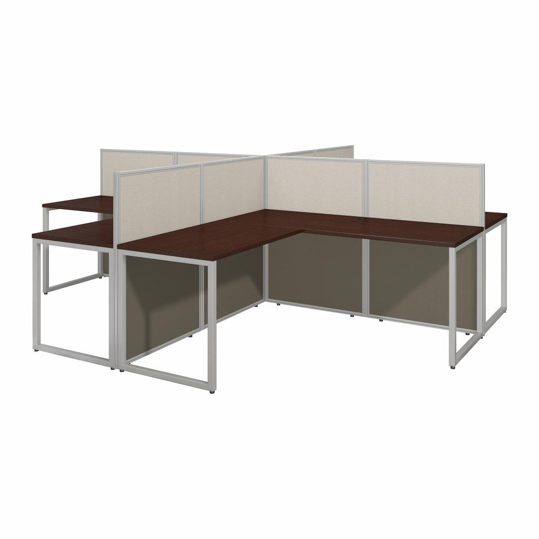 60W 4 Person L Shaped Desk with 45H Cubicle Panel