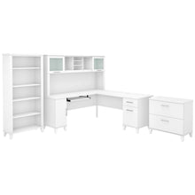 Load image into Gallery viewer, 72W L Shaped Desk with Hutch, Lateral File Cabinet and Bookcase
