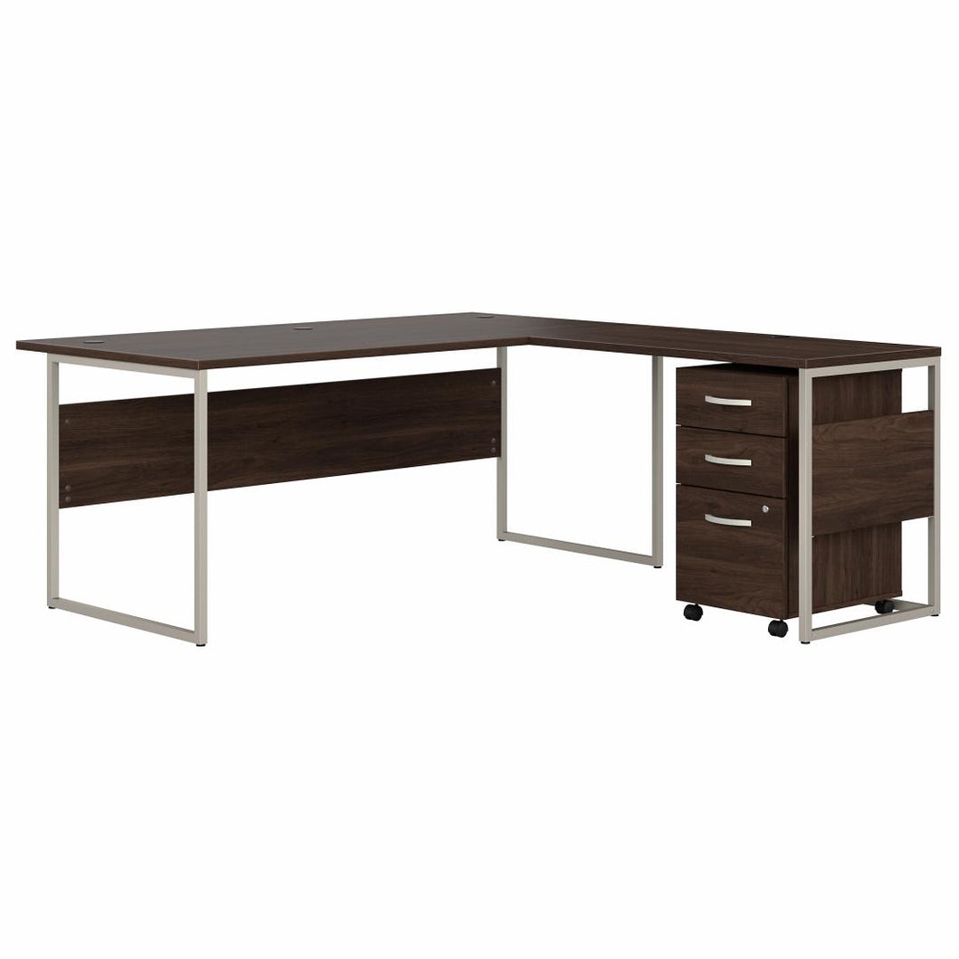 72W x 36D L Shaped Table Desk with 3 Drawer Mobile File Cabinet