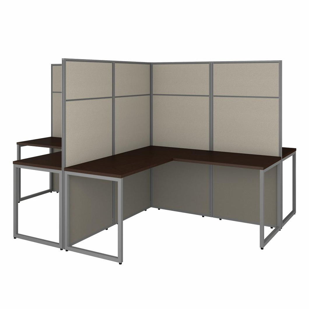 60W 4 Person L Shaped Desk with 66H Cubicle Panel