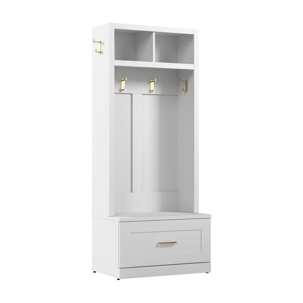 Entryway Storage Set with 30W Hall Tree and Shoe Bench with Drawer