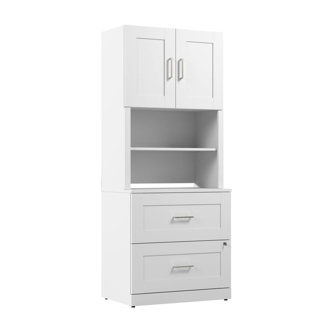 30W 2 Drawer Lateral File Cabinet with Hutch