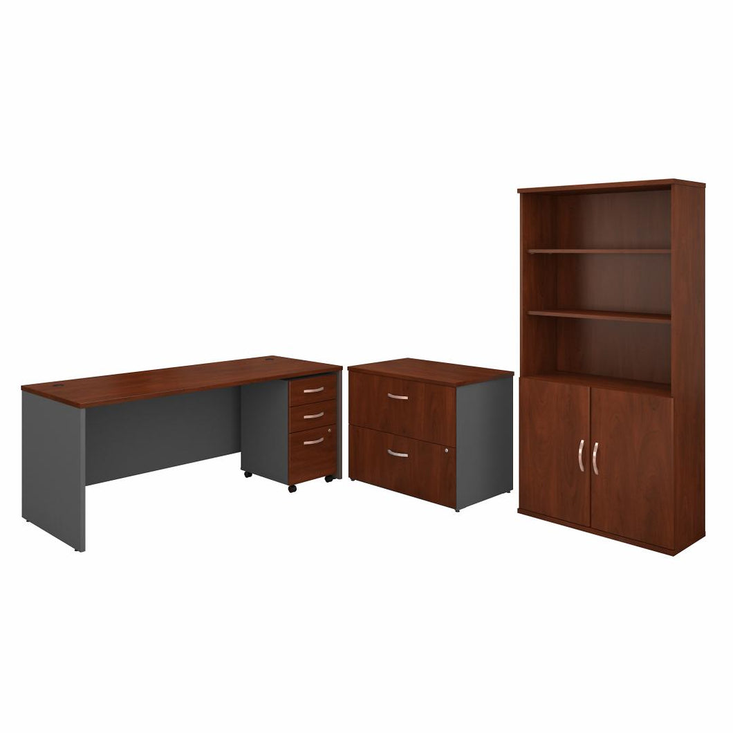 72W Office Desk with Bookcase and File Cabinets