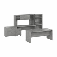 Load image into Gallery viewer, 72W Bow Front Office Desk Set with Credenza, Hutch and Storage
