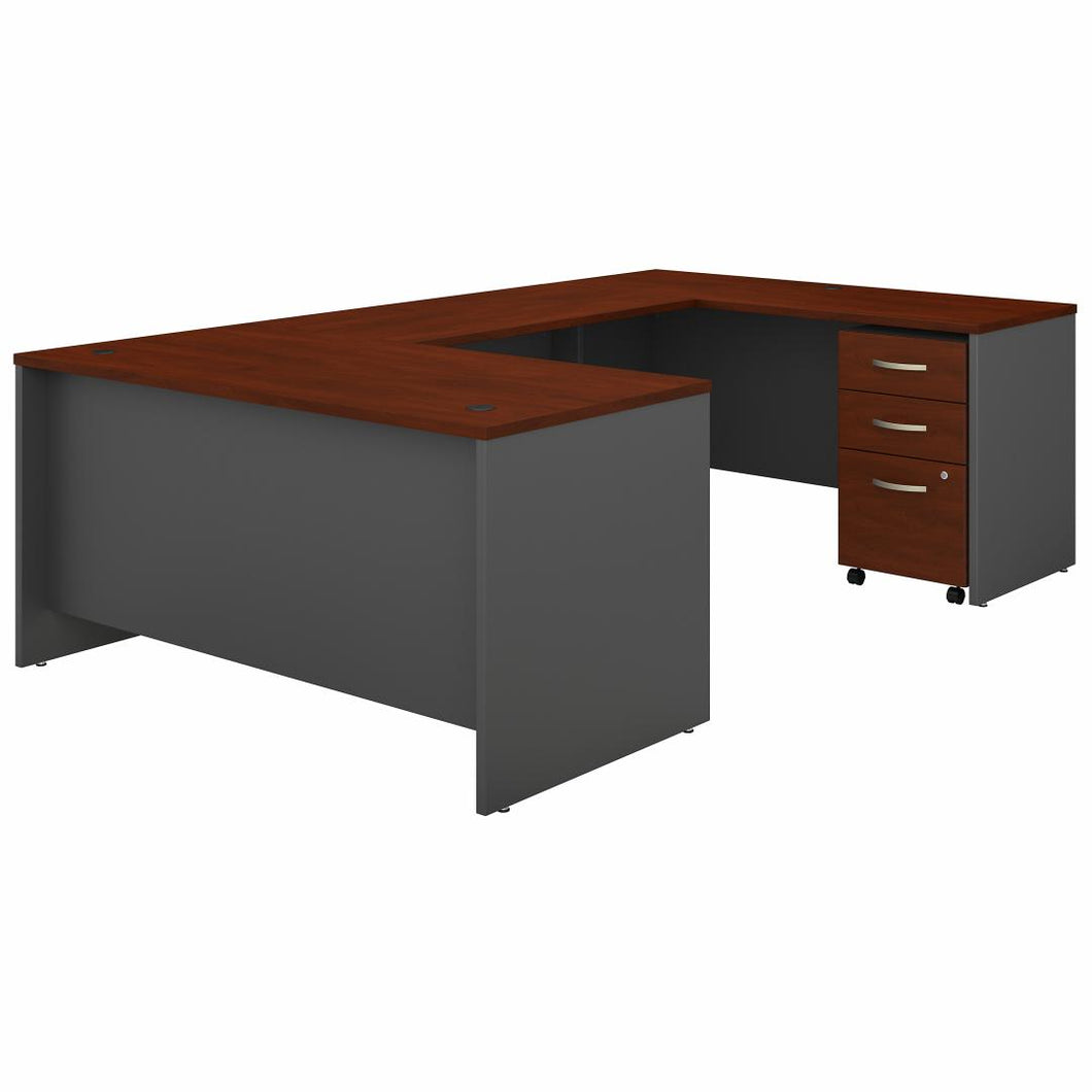 60W U Shaped Desk with 3 Drawer Mobile File Cabinet