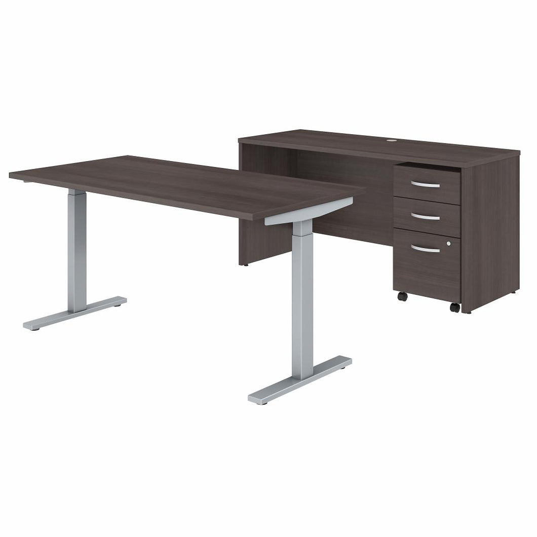 60W Height Adjustable Standing Desk, Credenza and Mobile File Cabinet