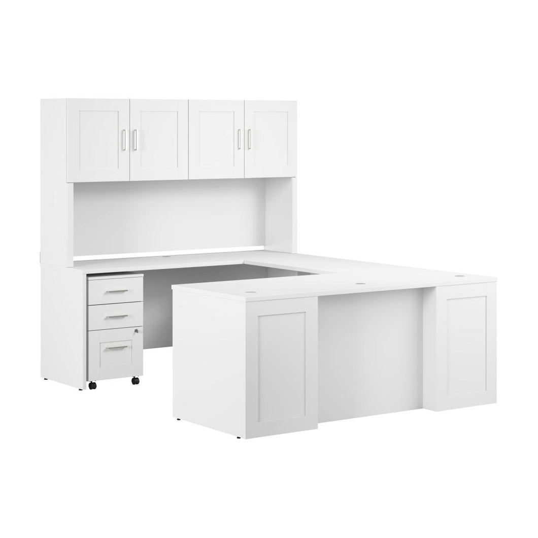 72W x 30D U Station with Hutch and 3 Drawer Mobile File Cabinet
