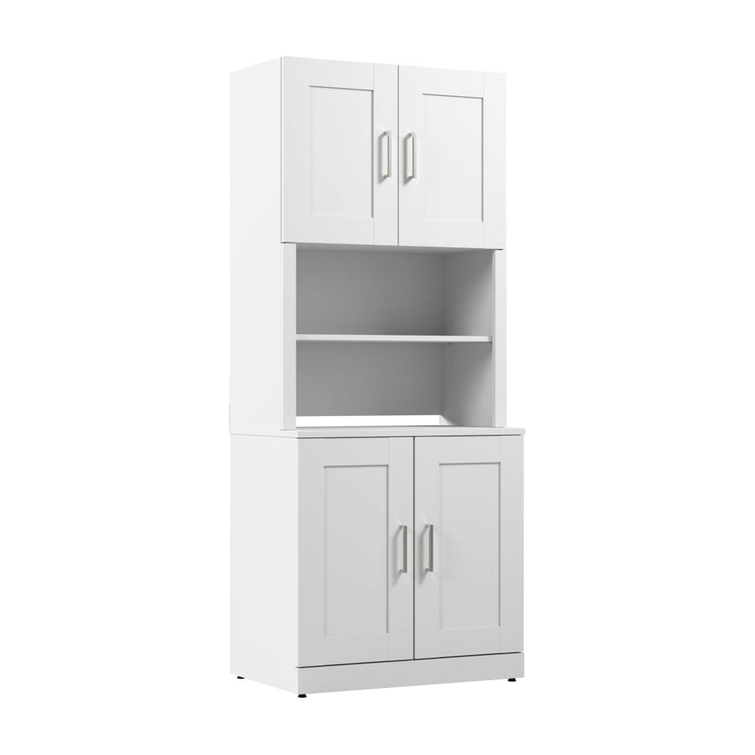 30W Storage Cabinet with Doors and Hutch