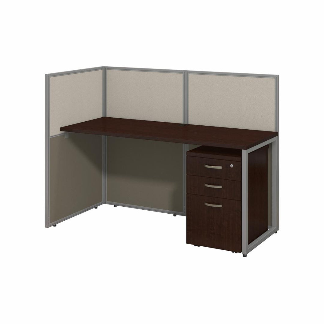 60W Desk with 45H Open Cubicle Panel and File Cabinet