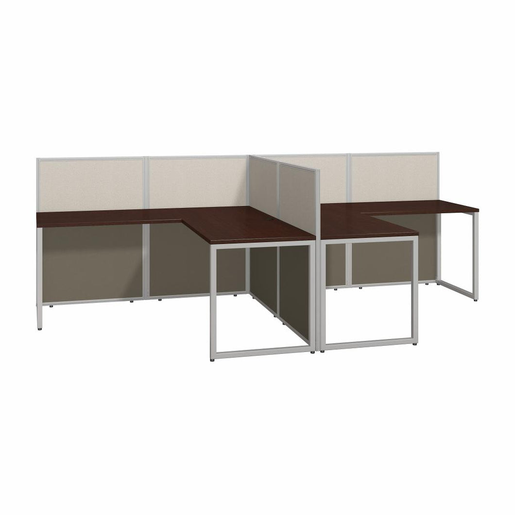 60W 2 Person L Shaped Desk with 45H Cubicle Panel
