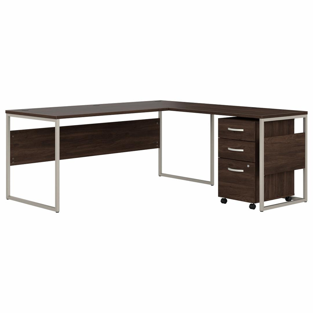 72W x 30D L Shaped Table Desk with Mobile File Cabinet