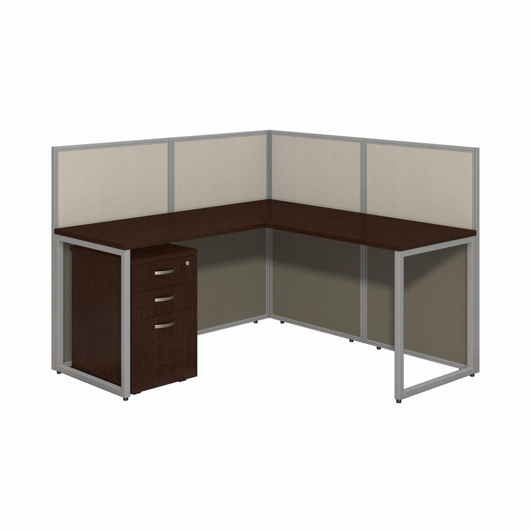 60W L Shaped Desk with 45H Cubicle Panel and File Cabinet