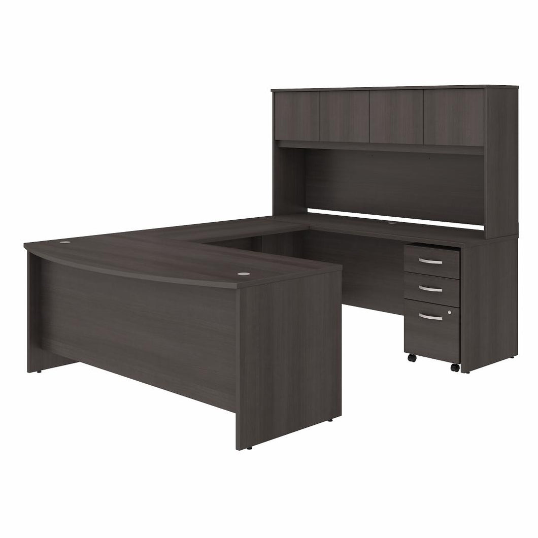 72W x 36D U Shaped Desk with Hutch and Mobile File Cabinet