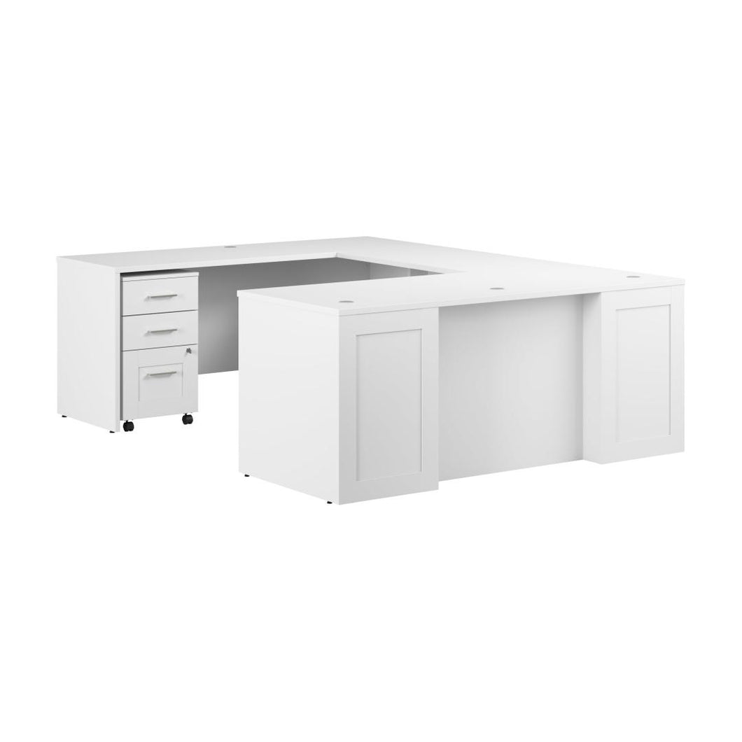 72W x 30D U Station with 3 Drawer Mobile File Cabinet