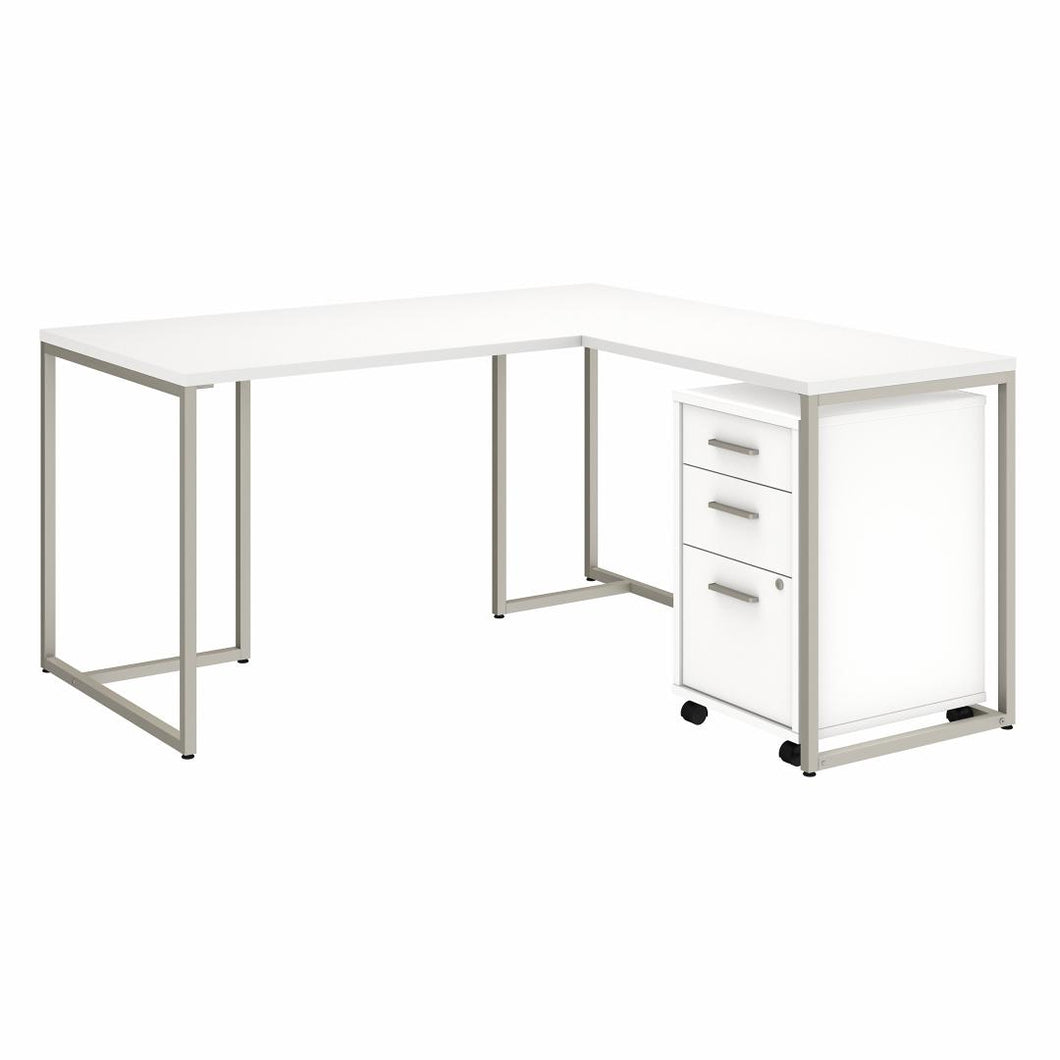 60W L Shaped Desk with 30W Return and Mobile File Cabinet