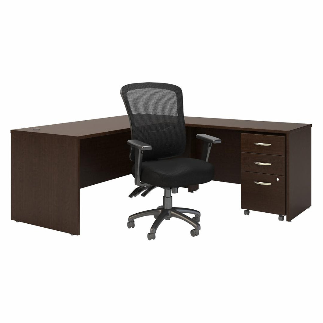 L Shaped Desk with Mobile File Cabinet and Office Chair