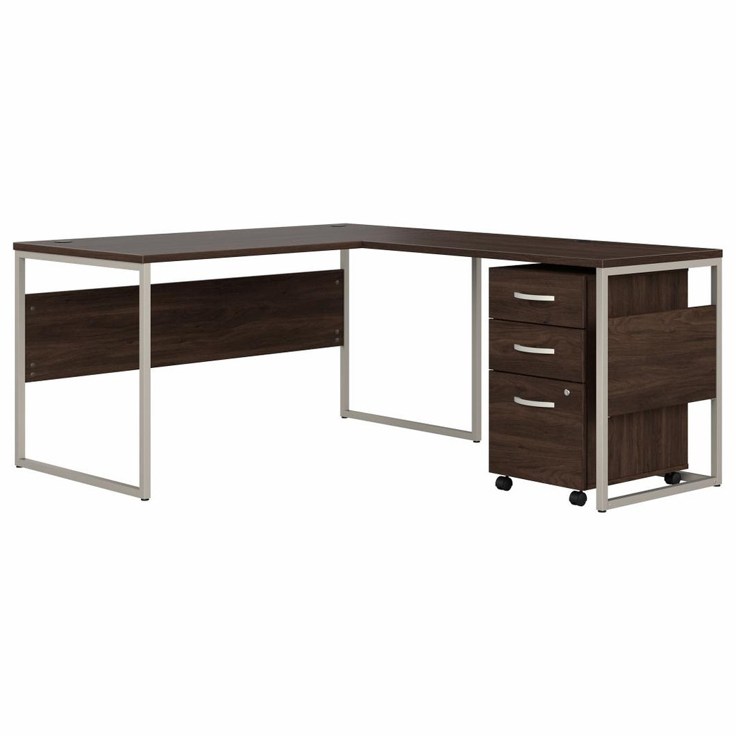 60W x 30D L Shaped Table Desk with Mobile File Cabinet