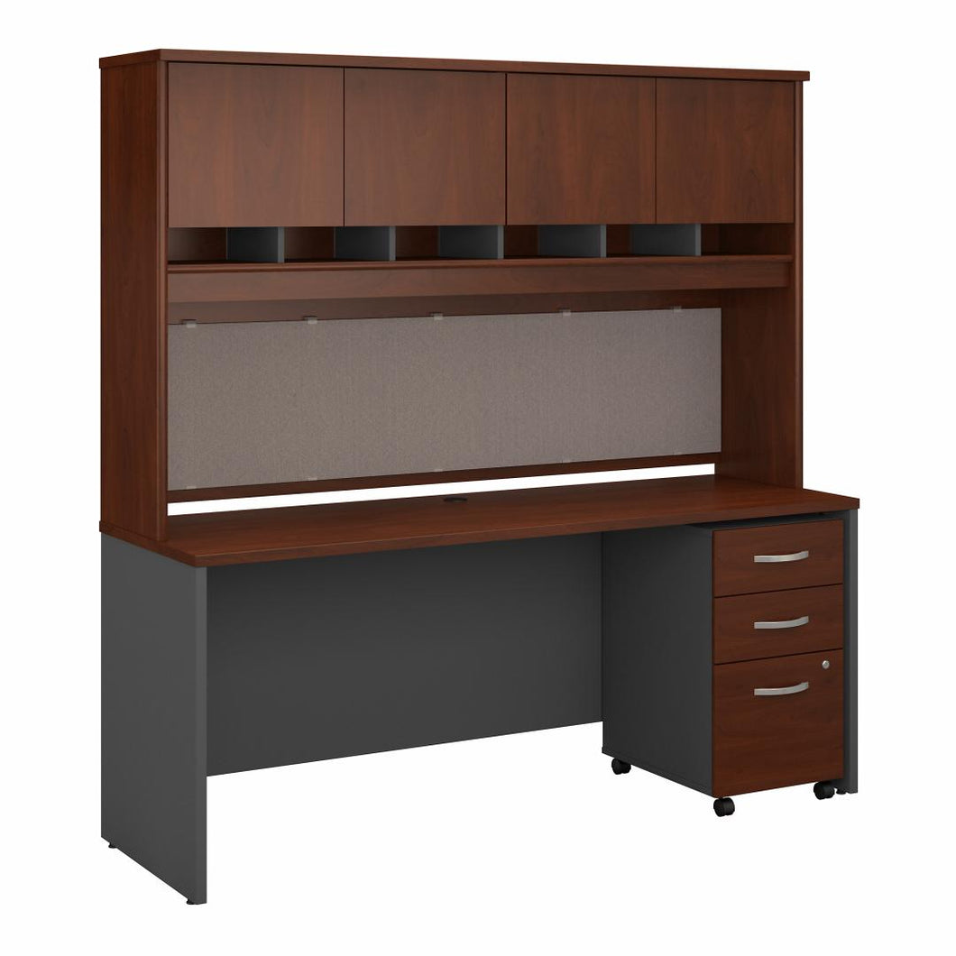 72W x 24D Office Desk with Hutch and Mobile File Cabinet