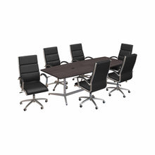 Load image into Gallery viewer, 96W x 42D Boat Shaped Conference Table with Set of 6 Office Chairs
