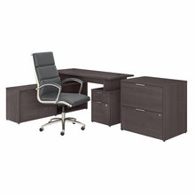 Load image into Gallery viewer, 60W L Shaped Desk with File Cabinet and Office Chair
