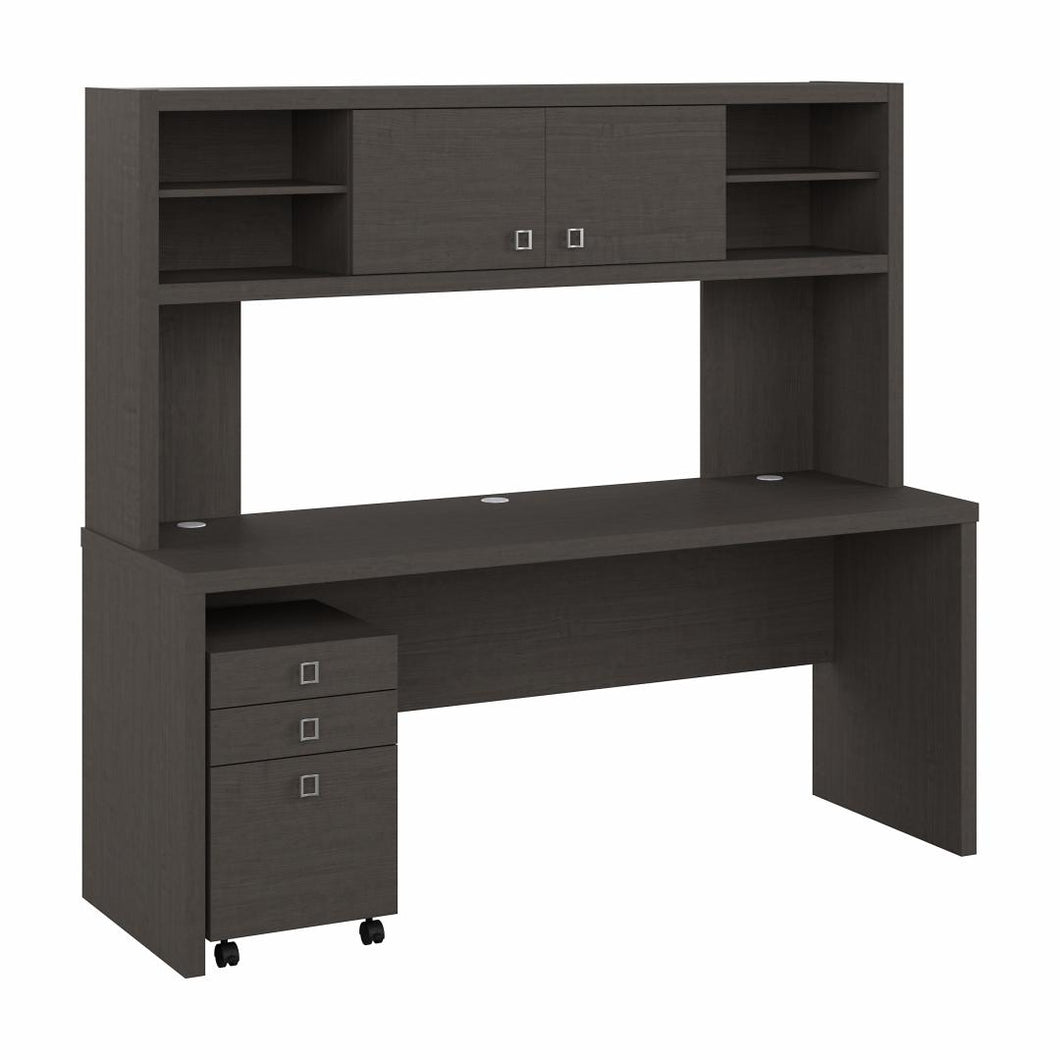 72W Computer Desk with Hutch and 3 Drawer Mobile File Cabinet