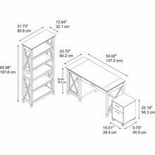Load image into Gallery viewer, 54W Computer Desk with Mobile File Cabinet and 5 Shelf Bookcase
