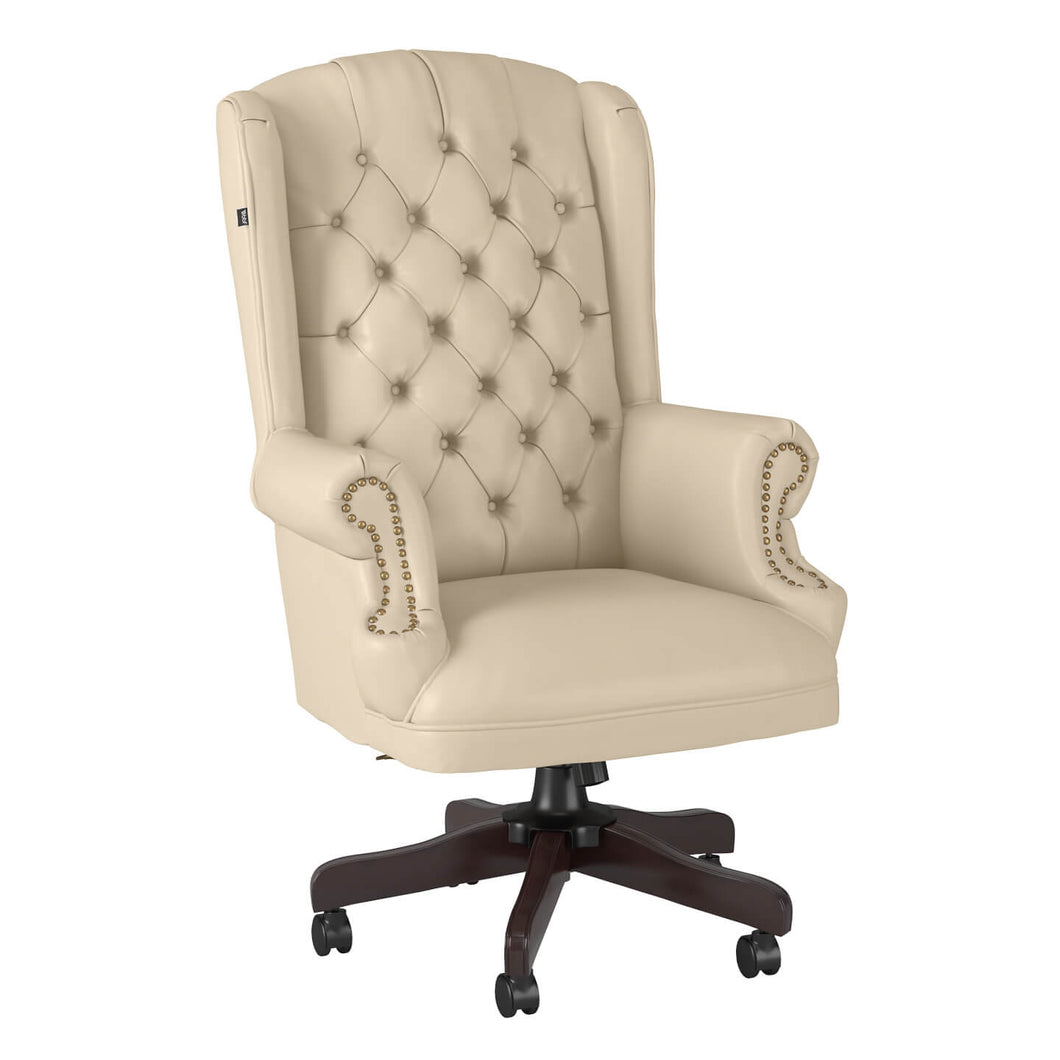 Wingback Leather Executive Office Chair with Nailhead Trim