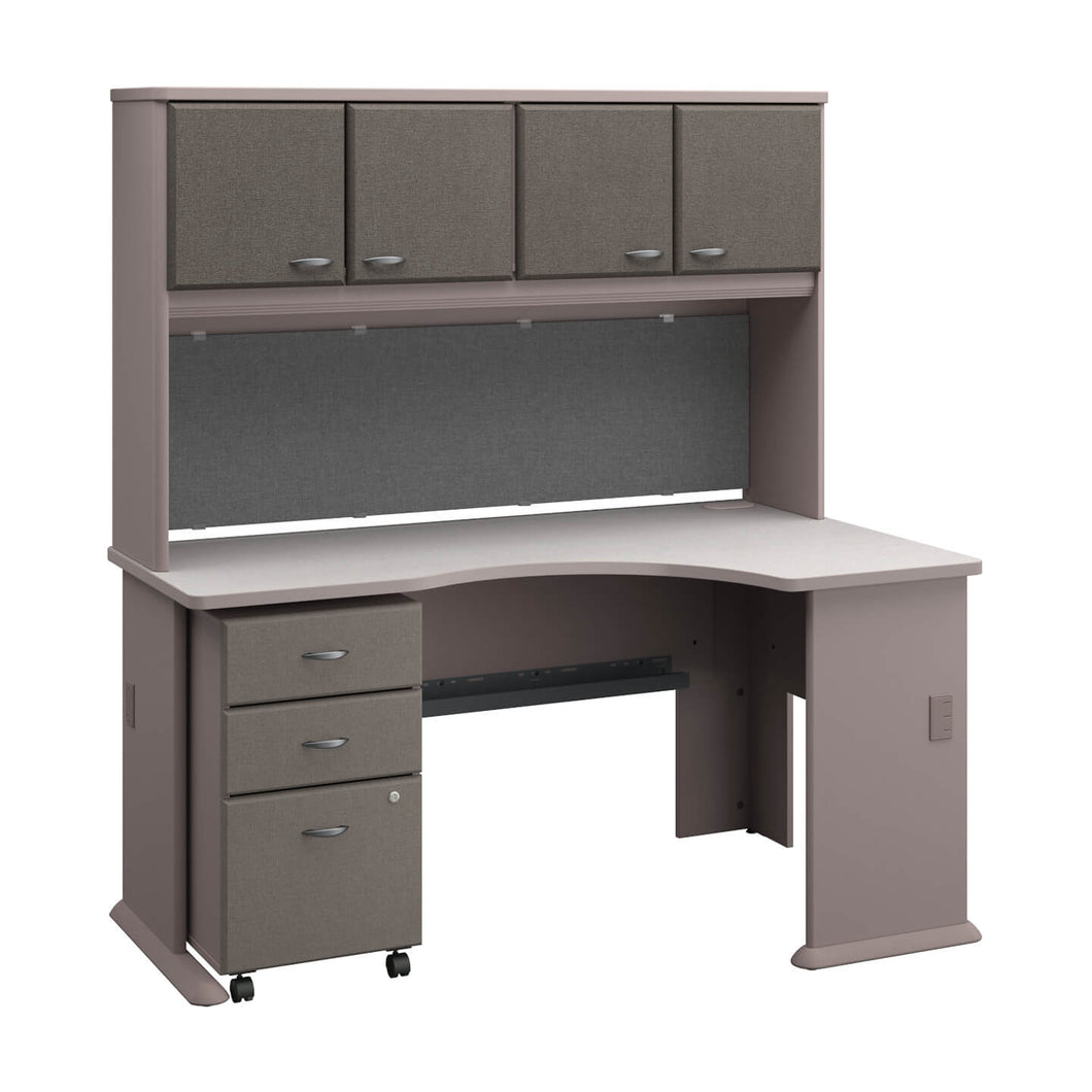 Right Corner Desk with Hutch and Mobile File Cabinet