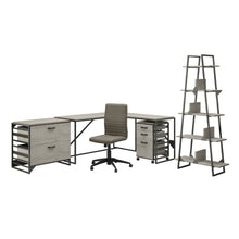 Load image into Gallery viewer, 62W L Shaped Industrial Desk and Chair Set with Storage
