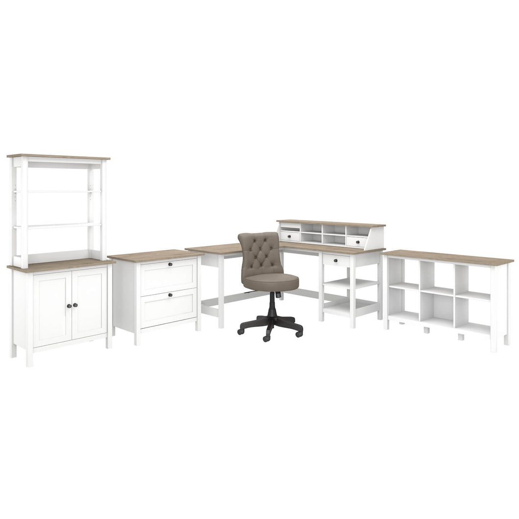 60W L Shaped Computer Desk with Chair and Storage
