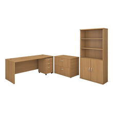 Load image into Gallery viewer, 72W Office Desk with Bookcase and File Cabinets
