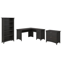 Load image into Gallery viewer, 60W L Shaped Desk with Lateral File Cabinet and 5 Shelf Bookcase
