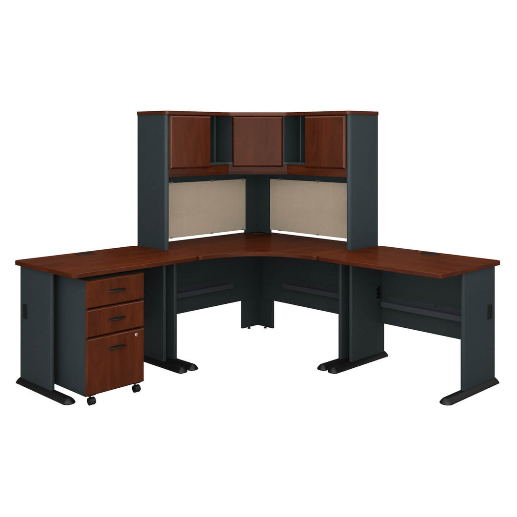 84W x 84D Corner Desk with Hutch and Mobile File Cabinet