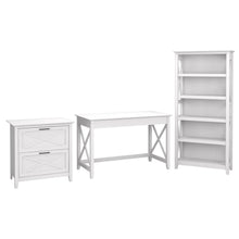 Load image into Gallery viewer, 48W Writing Desk with Lateral File Cabinet and 5 Shelf Bookcase
