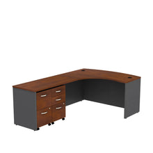 Load image into Gallery viewer, Bow Front Left Handed L Shaped Desk with 2 Mobile Pedestals
