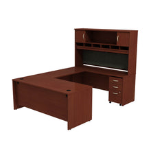 Load image into Gallery viewer, U Shaped Desk with Hutch and 3 Drawer Mobile Pedestal
