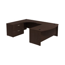 Load image into Gallery viewer, Bow Front Left Handed U Shaped Desk with 2 Drawer Lateral File Cabinet
