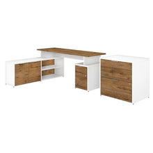 Load image into Gallery viewer, 72W L Shaped Desk with Drawers and Lateral File Cabinet
