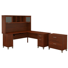 Load image into Gallery viewer, 72W L Shaped Desk with Hutch and Lateral File Cabinet
