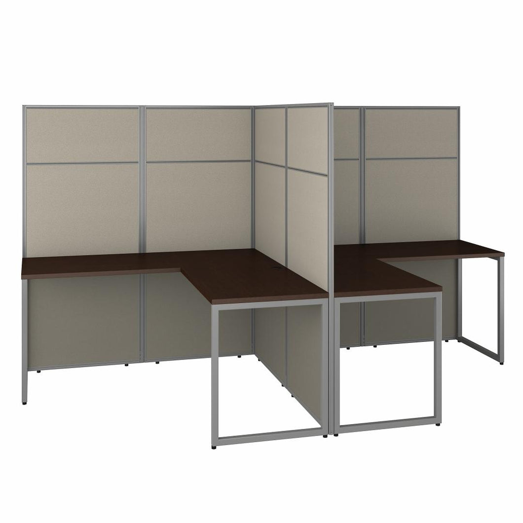 60W 2 Person L Shaped Desk with 66H Cubicle Panel