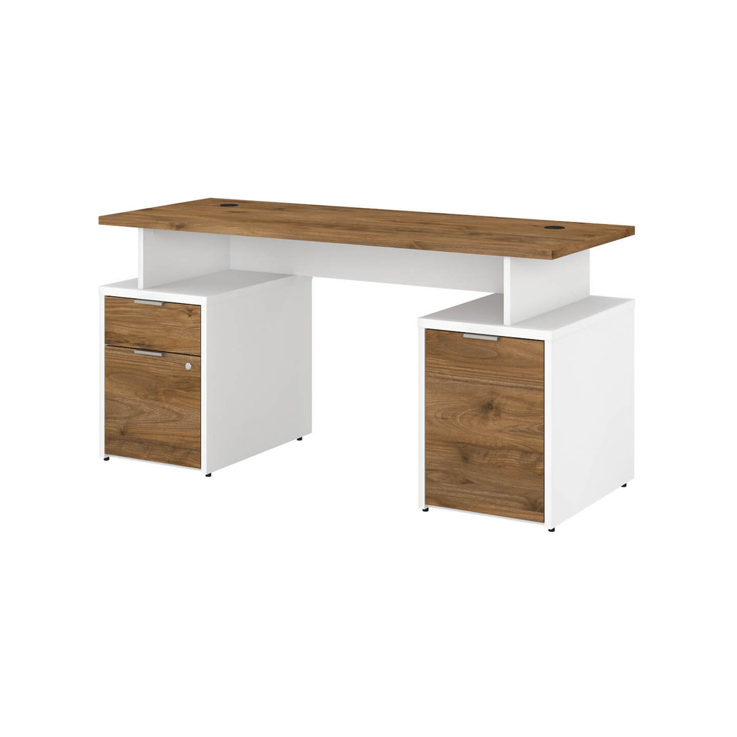 60W Desk with Drawers and Small Storage Cabinet