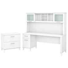 Load image into Gallery viewer, 72W Office Desk with Hutch and Lateral File Cabinet
