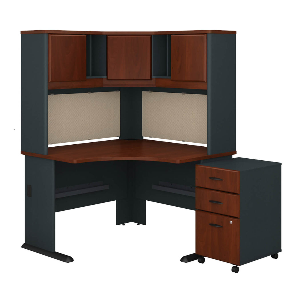 48W Corner Desk with Hutch and Mobile File Cabinet