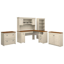 Load image into Gallery viewer, 60W L Shaped Desk with Hutch, File Cabinet, Bookcase and Storage
