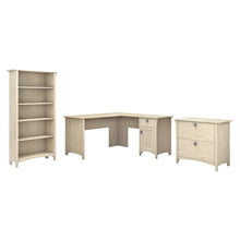 Load image into Gallery viewer, 60W L Shaped Desk with Lateral File Cabinet and 5 Shelf Bookcase
